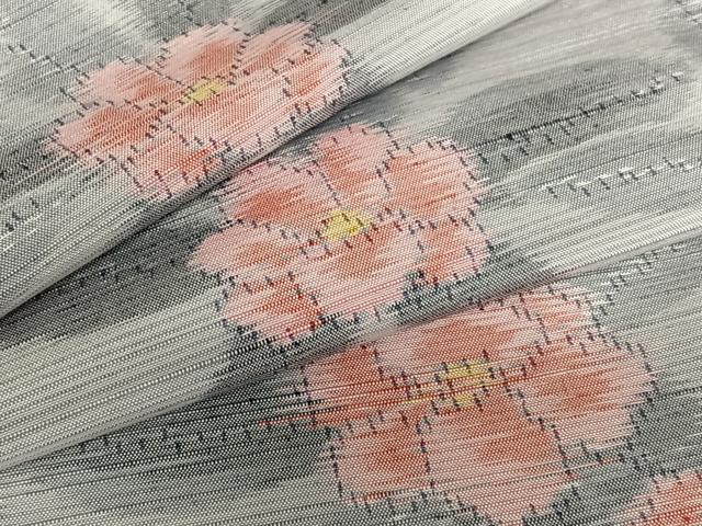 平和屋着物●上質な紬　草花文　正絹　逸品　AABA0276zg