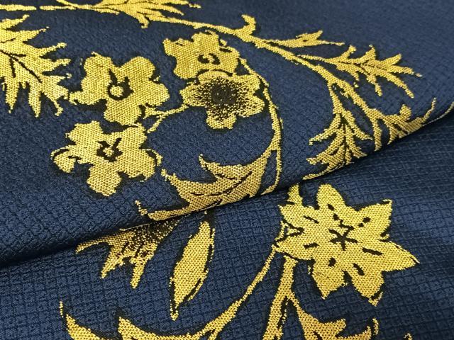平和屋着物●お召　訪問着　寿光織　草花文　金糸　正絹　逸品　AABA0277zg