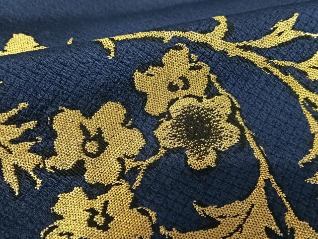 平和屋着物●お召　訪問着　寿光織　草花文　金糸　正絹　逸品　AABA0277zg