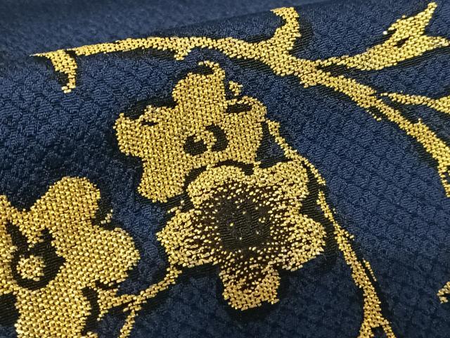 平和屋着物●お召　訪問着　寿光織　草花文　金糸　正絹　逸品　AABA0277zg