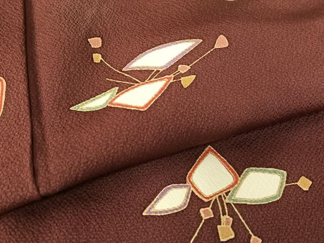 平和屋着物○上質な小紋 舞花文 金彩 反端付き 正絹 逸品 AABA0292zg