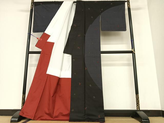 平和屋着物○本場大島紬 訪問着 純泥染め カタス7マルキ 手織り 舞花文