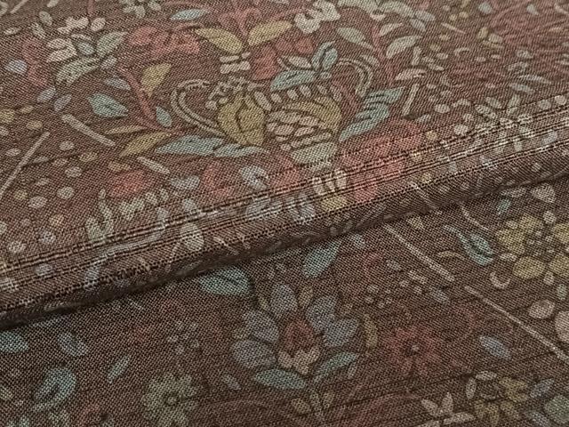 平和屋着物○上質な小紋 紬地 草花文 ろうけつ染め 正絹 逸品 AABA0294zg