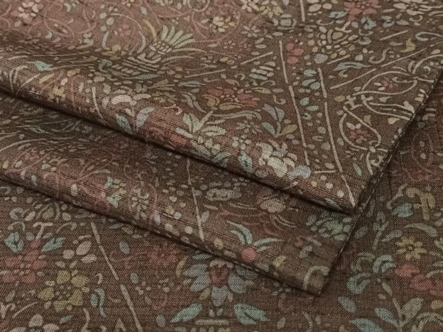 平和屋着物●上質な小紋　紬地　草花文　ろうけつ染め　正絹　逸品　AABA0294zg