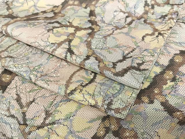 平和屋着物●本場大島紬　白大島　総絣　一元7マルキ　枝花文　正絹　逸品　未使用　AABA0308zg