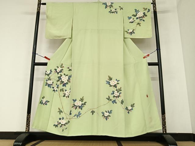 平和屋着物●訪問着　友禅　作家物　靜山　枝花文　正絹　逸品　AABA0313zg