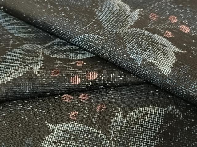 平和屋着物●本場大島紬　カタス7マルキ　総絣　南天蔦の葉文　正絹　逸品　AABA0314zg