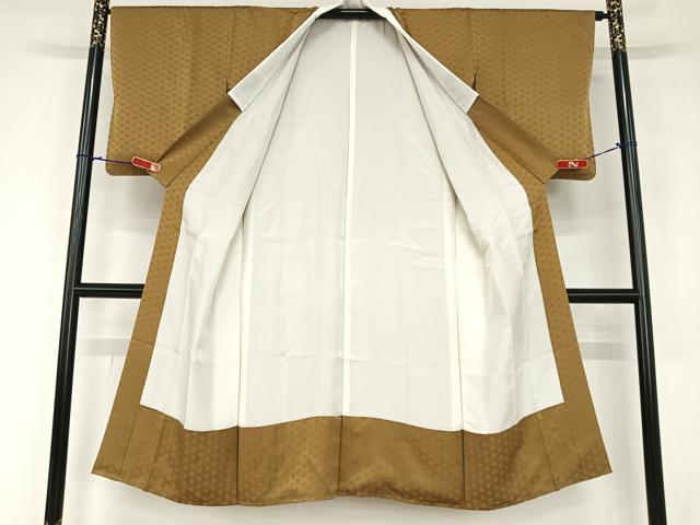 平和屋着物●長襦袢　袷　麻の葉文様地紋　芝翫茶色　正絹　逸品　AABA0328zg 平和屋着物○長襦袢 袷 麻の葉文様地紋 芝翫茶色 正絹 逸品 AABA0328zg