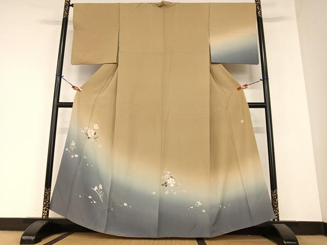 平和屋着物●池坊保子　訪問着　友禅　草花文　暈し染め　正絹　逸品　AABA0338zg