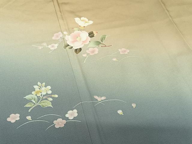 平和屋着物●池坊保子　訪問着　友禅　草花文　暈し染め　正絹　逸品　AABA0338zg 平和屋着物○池坊保子 訪問着 友禅 草花文 暈し染め 正絹 逸品