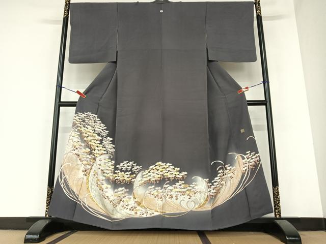 平和屋着物●世界的ファッションデザイナー　山本寛斎　kansaiブランド　色留袖　駒刺繍　菊　暈し染め　金彩　正絹　逸品　AABA0374zg