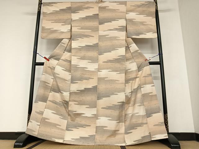 平和屋着物●上質な紬　雲重ね文　正絹　逸品　AABA0379zg