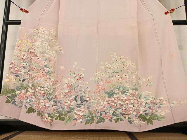 平和屋着物○本加賀友禅作家 明博 色留袖 草花文 正絹 逸品 未