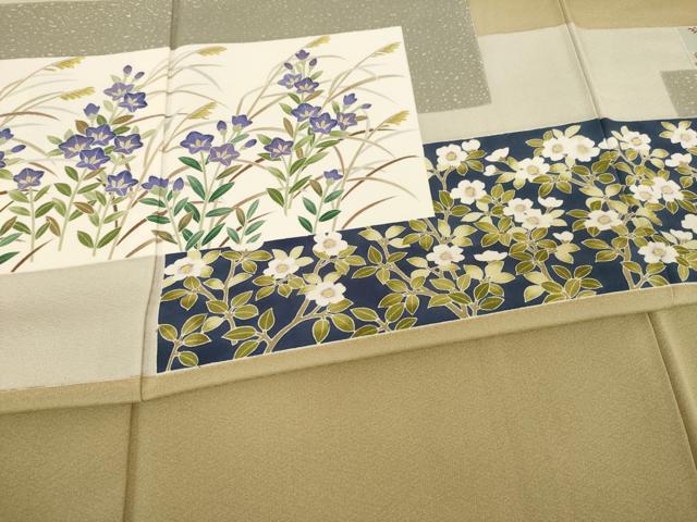平和屋着物○訪問着 作家物 横段花文 正絹 逸品 AABA0775ck