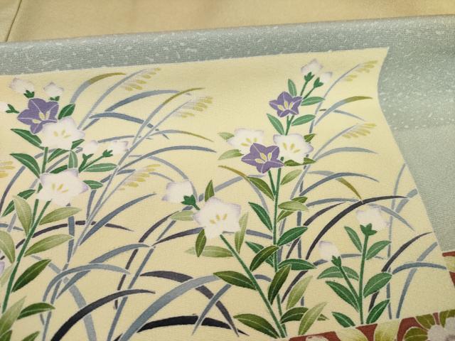 平和屋着物▽訪問着 単衣 飛鶴扇面花文 暈し染め