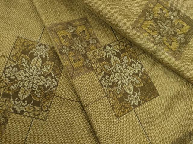 平和屋着物●上質な紬　色紙重ね花文　正絹　逸品　AABA0796ck