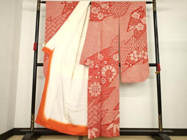 平和屋着物○豪華振袖 総絞り 流水花文 正絹 逸品 AABA0798ck