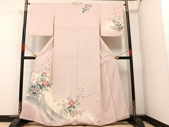 平和屋着物●訪問着　友禅　作家物　枝花文　暈し染め　正絹　逸品　AABA1293ph