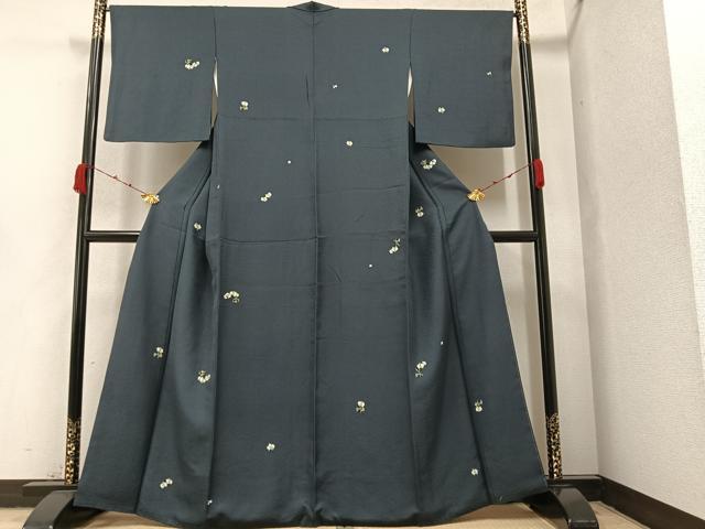 平和屋着物○上質な小紋 友禅 草花文 胡蝶蘭 正絹 逸品 AABA1295phの