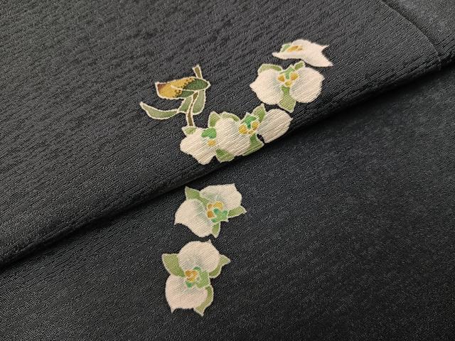 平和屋着物●上質な小紋　友禅　草花文　胡蝶蘭　正絹　逸品　AABA1295ph 平和屋着物○上質な小紋 友禅 草花文 胡蝶蘭 正絹 逸品 AABA1295phの