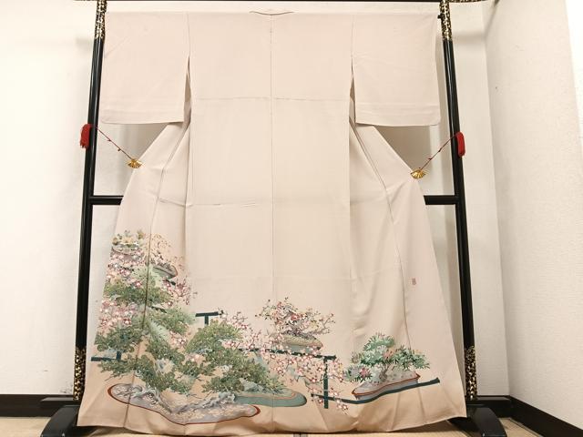 平和屋着物●豪華色留袖　胴抜き仕立て　友禅　作家物　草花文　正絹　逸品　AABA1313ph