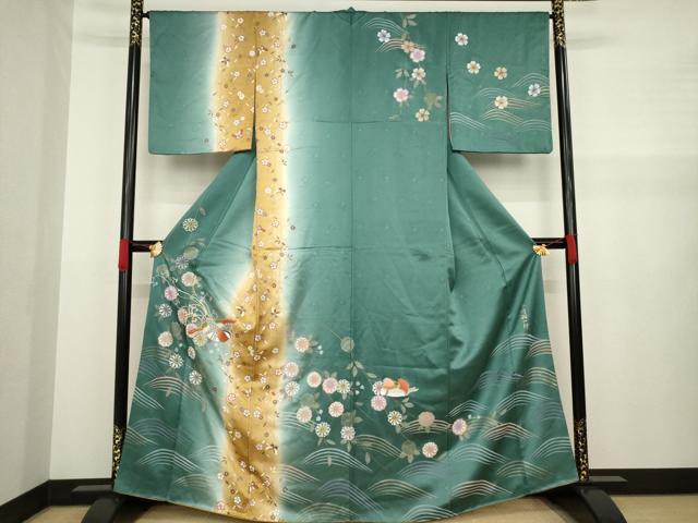 平和屋着物●谷崎潤一郎の世界　訪問着　鴛鴦花文　暈し染め　金彩　正絹　逸品　AABA1333ck