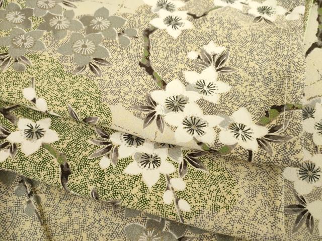 平和屋着物●上質な小紋　枝花文　金彩　正絹　逸品　未使用　AABA1359ck