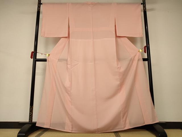 平和屋着物＊夏物　色無地　絽　赤香色　洗える着物　未使用　AABA2274jd