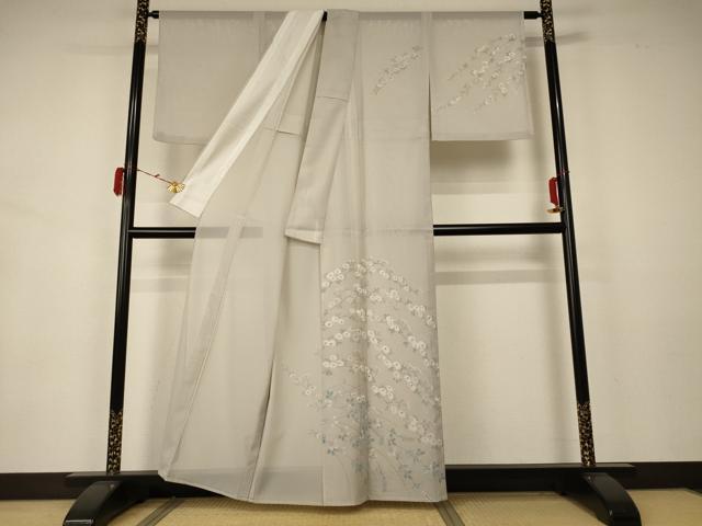 平和屋着物＊夏物 訪問着 絽 草花文 洗える着物 AABA2275jd 付け下げ