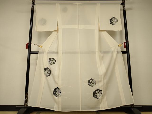 平和屋着物＊夏物　訪問着　絽　亀甲花文　正絹　逸品　AABA2277jd