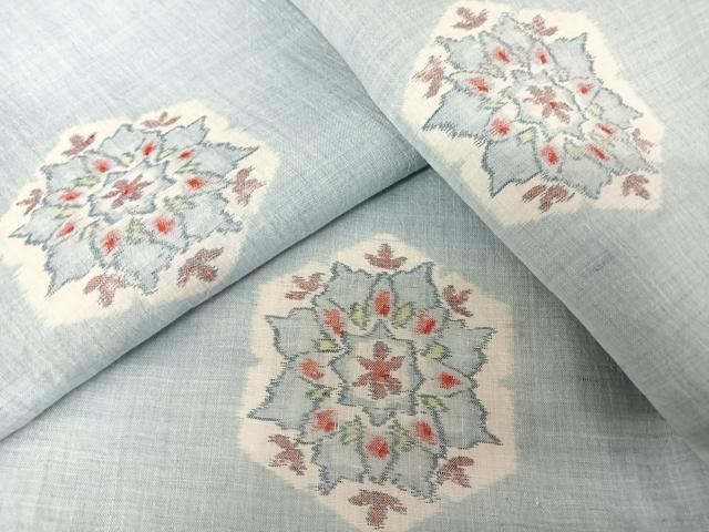 平和屋着物＊夏物 本場小千谷ちぢみ 亀甲花文 麻 逸品 AABA2484np 紬