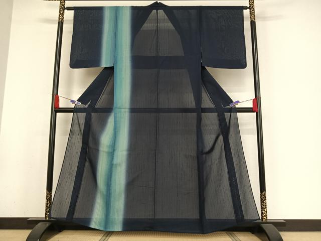 平和屋着物＊夏物　訪問着　紗紬　縞　正絹　逸品　AABA2491np