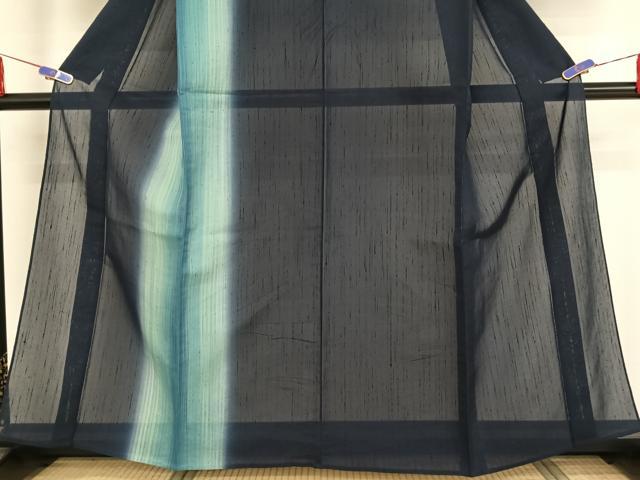 平和屋着物＊夏物 訪問着 紗紬 縞 正絹 逸品 AABA2491np