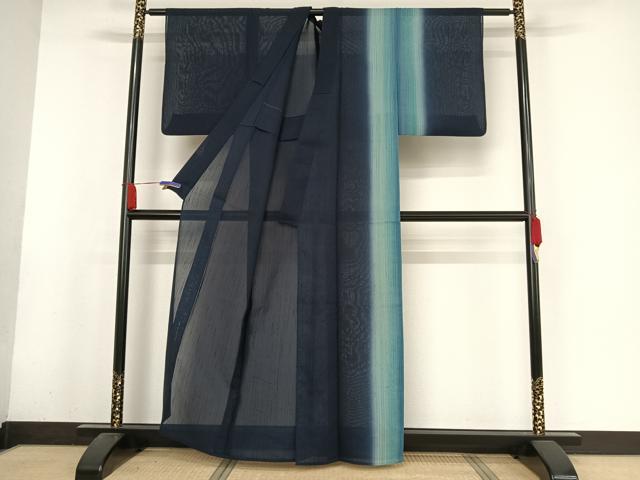 平和屋着物＊夏物　訪問着　紗紬　縞　正絹　逸品　AABA2491np 平和屋着物＊夏物 訪問着 紗紬 縞 正絹 逸品 AABA2491np