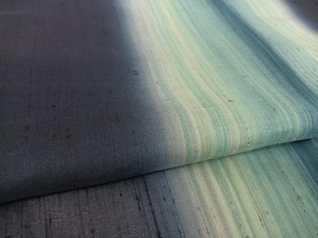 平和屋着物＊夏物 訪問着 紗紬 縞 正絹 逸品 AABA2491np