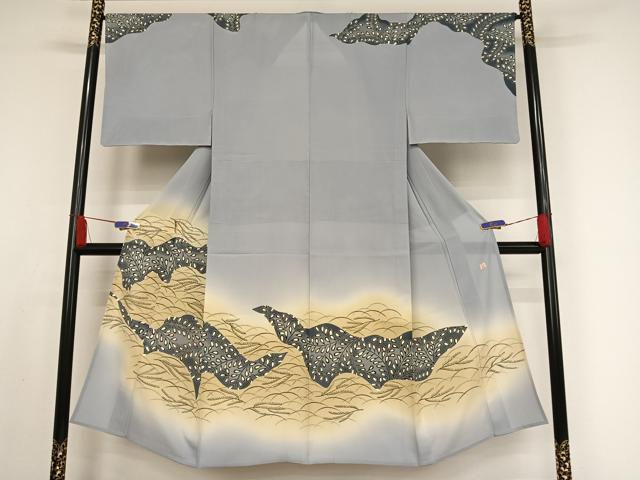 平和屋着物＊夏物　東京友禅　久呂田明功　男性　訪問着　絽　萩　暈し染め　金彩　正絹　逸品　AABA2497np