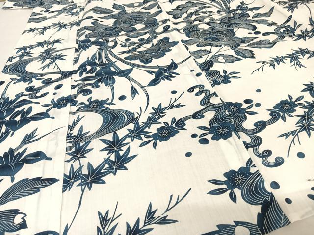 平和屋着物＊夏物 小紋 藍 流水草花文 麻 逸品 AABA2509npの通販はau