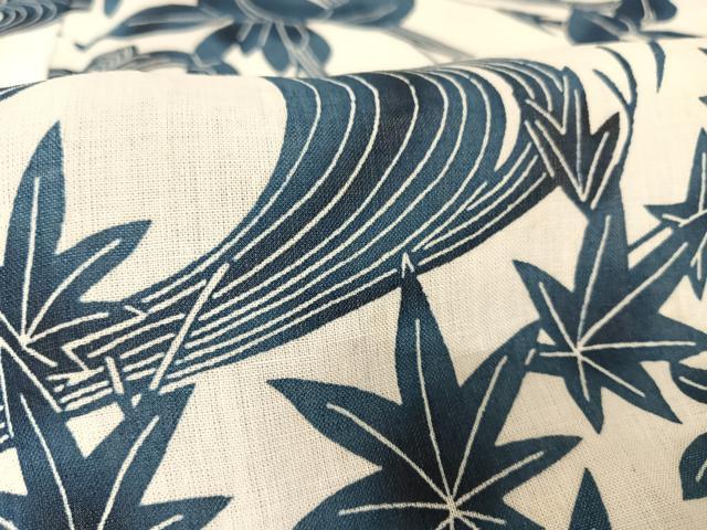 平和屋着物＊夏物 小紋 藍 流水草花文 麻 逸品 AABA2509npの通販はau