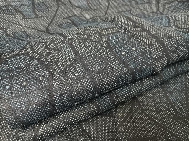 平和屋着物＊夏物　重要無形文化財　本場宮古上布　陶器文　苧麻　逸品　AABA2513np