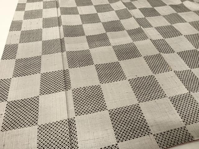 平和屋着物●染織の名門　しょうざん  生紬　市松疋田　証紙付き　正絹　逸品　AABA2531np 平和屋着物○染織の名門 しょうざん 生紬 市松疋田 証紙付き 正絹 逸品