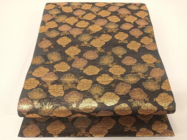 平和屋着物＊夏物　全通柄袋帯　朝顔　金糸　正絹　逸品　AABA2551np