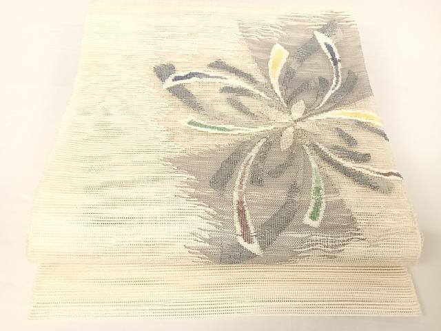 平和屋着物＊夏物　西陣　都織物謹製　八寸名古屋帯　花文　証紙付き　正絹　逸品　AABA2555np 平和屋着物＊夏物 西陣 都織物謹製 八寸名古屋帯 花文 証紙付き 正絹