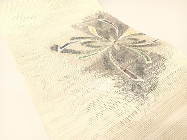 平和屋着物＊夏物　西陣　都織物謹製　八寸名古屋帯　花文　証紙付き　正絹　逸品　AABA2555np 平和屋着物＊夏物 西陣 都織物謹製 八寸名古屋帯 花文 証紙付き 正絹