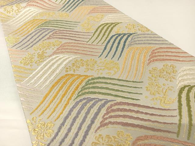 平和屋着物○西陣 丸勇 六通柄袋帯 有楽唐織 立波草花文