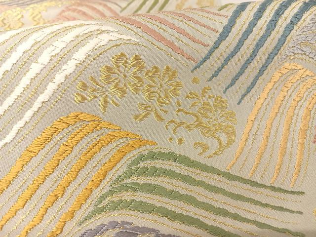 平和屋着物○西陣 丸勇 六通柄袋帯 有楽唐織 立波草花文