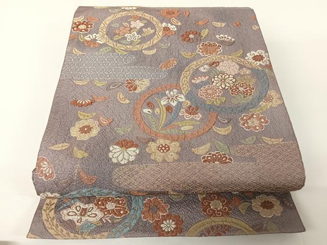 平和屋着物●西陣最高峰・北尾織物匠　六通柄袋帯　結幡織　桃山花丸文　金糸　正絹　逸品　AABA2587np