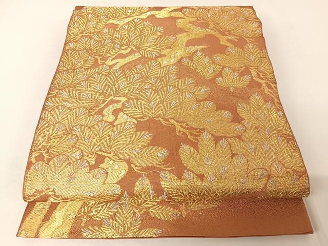 平和屋着物●西陣　川島織物　六通柄　本袋帯　松　金糸　正絹　逸品　AABA2614np