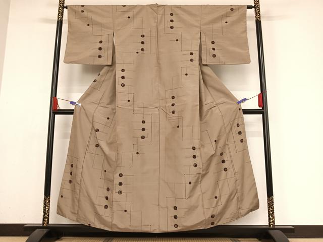 平和屋着物●上質な紬　丸文　正絹　逸品　AABA2645np