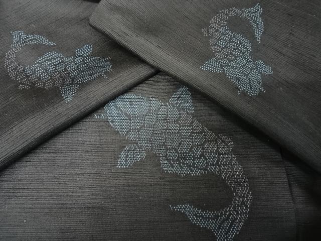 平和屋着物●上質な紬　鯉　正絹　逸品　AABA2659np