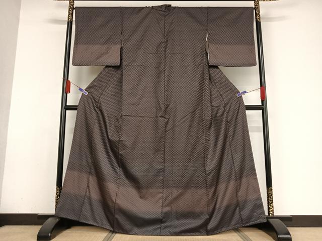 平和屋着物●訪問着　お召地　幾何学文様　正絹　逸品　AABA2663np